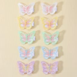 10Pcs Mesh Butterfly Hair Clips Sweet Rhinestone Hairpins Double-layer Giltter Barrette For Girls Kids Fashion Hair Accessories
