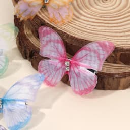 10Pcs Mesh Butterfly Hair Clips Sweet Rhinestone Hairpins Double-layer Giltter Barrette For Girls Kids Fashion Hair Accessories