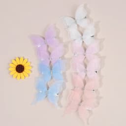 10Pcs Mesh Butterfly Hair Clips Sweet Rhinestone Hairpins Double-layer Giltter Barrette For Girls Kids Fashion Hair Accessories