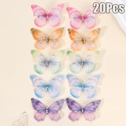 10Pcs Mesh Butterfly Hair Clips Sweet Rhinestone Hairpins Double-layer Giltter Barrette For Girls Kids Fashion Hair Accessories
