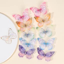 10Pcs Mesh Butterfly Hair Clips Sweet Rhinestone Hairpins Double-layer Giltter Barrette For Girls Kids Fashion Hair Accessories