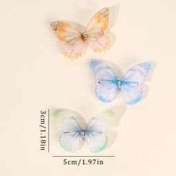 10Pcs Mesh Butterfly Hair Clips Sweet Rhinestone Hairpins Double-layer Giltter Barrette For Girls Kids Fashion Hair Accessories
