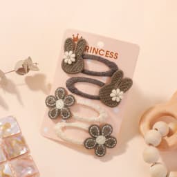 4pcs/set Cute Rabbit Flower Hairclips for Baby Bunny Fabric Hairpins Butterfly Bow Side Broken Bangs Hair Clips Hair Accessories