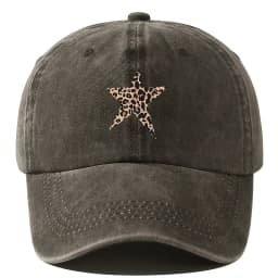 Retro imitation baseball cap with leopard print star design for leisure outdoor travel, fishing, and hiking