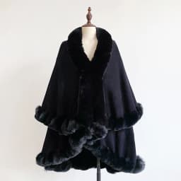 New Winter Thicken Mink Wool Full Trims Faux Fur Cape - Women's Hooded Loose Fleece Cloak Coat Party Dress Wraps Warm