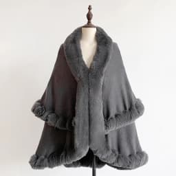 New Winter Thicken Mink Wool Full Trims Faux Fur Cape - Women's Hooded Loose Fleece Cloak Coat Party Dress Wraps Warm