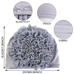 Women's breathable elastic chiffon hat with large flowers Solid color thin bottom cap Islamic Head Wrap African Bandana Head