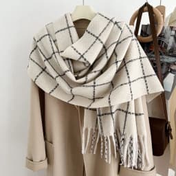 Tassel Plaid Wool Scarf Cashmere Shawl Solid Color Long Shawl Korean Style Scarves Wool Scarves Winter Cashmere Scarves Student