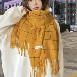 Tassel Plaid Wool Scarf Cashmere Shawl Solid Color Long Shawl Korean Style Scarves Wool Scarves Winter Cashmere Scarves Student