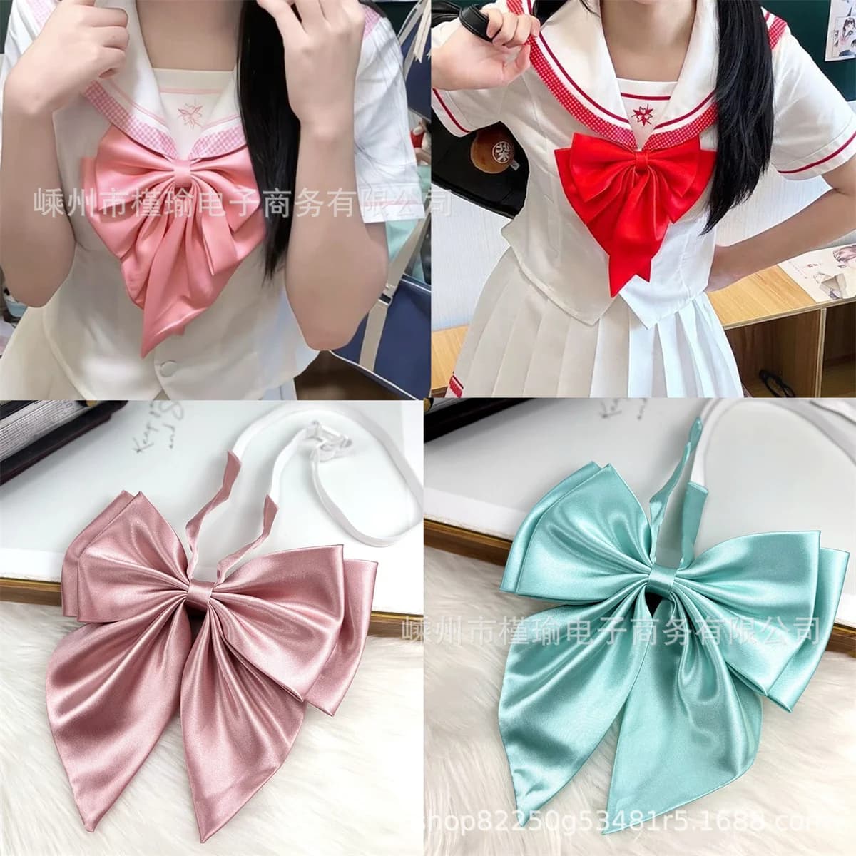 Oversized double-layer bow tie JK free gilded scarf sailor suit bow uniform accessories mint pink