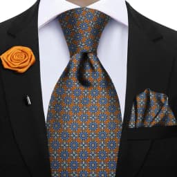 Luxury Soft Silk Mens Ties Floral Brown Green Red Ties Paisley NeckTie Pocket Square Brooch Set Men's Wedding Party Tie
