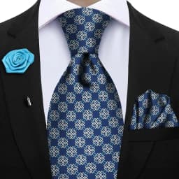 Luxury Soft Silk Mens Ties Floral Brown Green Red Ties Paisley NeckTie Pocket Square Brooch Set Men's Wedding Party Tie
