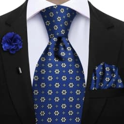 Luxury Soft Silk Mens Ties Floral Brown Green Red Ties Paisley NeckTie Pocket Square Brooch Set Men's Wedding Party Tie