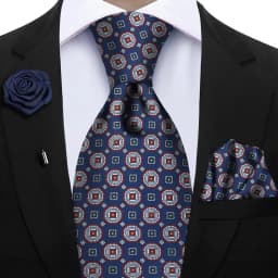 Luxury Soft Silk Mens Ties Floral Brown Green Red Ties Paisley NeckTie Pocket Square Brooch Set Men's Wedding Party Tie