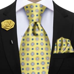Luxury Soft Silk Mens Ties Floral Brown Green Red Ties Paisley NeckTie Pocket Square Brooch Set Men's Wedding Party Tie