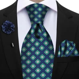 Luxury Soft Silk Mens Ties Floral Brown Green Red Ties Paisley NeckTie Pocket Square Brooch Set Men's Wedding Party Tie