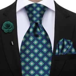 Luxury Soft Silk Mens Ties Floral Brown Green Red Ties Paisley NeckTie Pocket Square Brooch Set Men's Wedding Party Tie