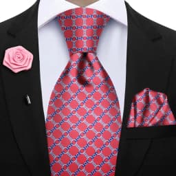 Luxury Soft Silk Mens Ties Floral Brown Green Red Ties Paisley NeckTie Pocket Square Brooch Set Men's Wedding Party Tie