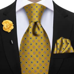 Luxury Soft Silk Mens Ties Floral Brown Green Red Ties Paisley NeckTie Pocket Square Brooch Set Men's Wedding Party Tie