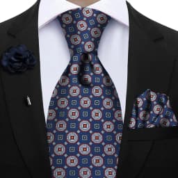 Luxury Soft Silk Mens Ties Floral Brown Green Red Ties Paisley NeckTie Pocket Square Brooch Set Men's Wedding Party Tie