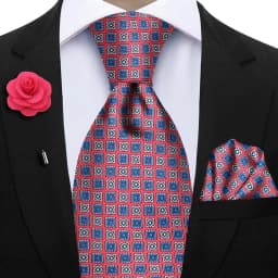Luxury Soft Silk Mens Ties Floral Brown Green Red Ties Paisley NeckTie Pocket Square Brooch Set Men's Wedding Party Tie