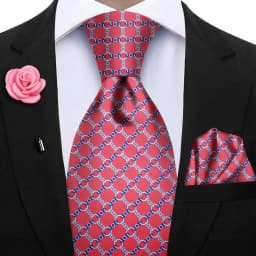 Luxury Soft Silk Mens Ties Floral Brown Green Red Ties Paisley NeckTie Pocket Square Brooch Set Men's Wedding Party Tie