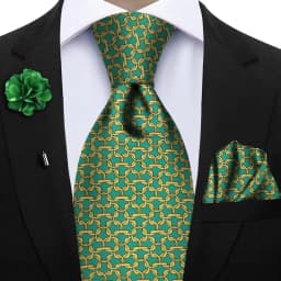 Luxury Soft Silk Mens Ties Floral Brown Green Red Ties Paisley NeckTie Pocket Square Brooch Set Men's Wedding Party Tie