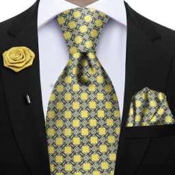 Luxury Soft Silk Mens Ties Floral Brown Green Red Ties Paisley NeckTie Pocket Square Brooch Set Men's Wedding Party Tie