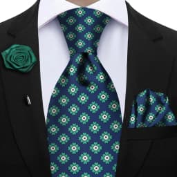 Luxury Soft Silk Mens Ties Floral Brown Green Red Ties Paisley NeckTie Pocket Square Brooch Set Men's Wedding Party Tie