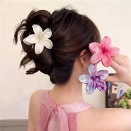 1/6pcs Hawaiian Beach Vacation Frangipani Hair Clips for Woman Elegant Shark Clip Fashion Girls Ponytail Clip Hair Clamp