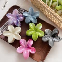 1/6pcs Hawaiian Beach Vacation Frangipani Hair Clips for Woman Elegant Shark Clip Fashion Girls Ponytail Clip Hair Clamp