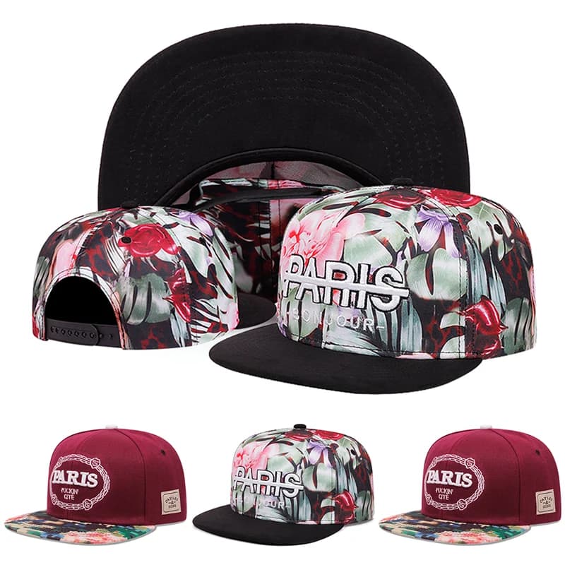 2025 Simple Creative New Flat Edge Hat Paris Embroidered Hip Hop Hat Daily Leisure Decoration Sunshade Hat Unisex Baseball Hat