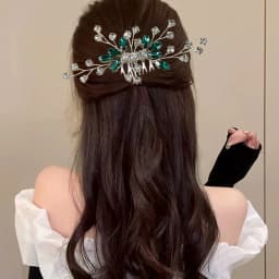 Green/Red Rhinestone Leaf Hair Combs Gold/Silver Color Alloy Hair Clips Light Luxury Bride Wedding Headpieces Elegant Hairpins