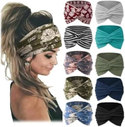 10pcs Women Non-Slip Headbands,Fashion Sports Headband,Soft Fabric Elastic Headband,Suitable for Exercise,Yoga,Running Accessory
