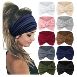 10pcs Women Non-Slip Headbands,Fashion Sports Headband,Soft Fabric Elastic Headband,Suitable for Exercise,Yoga,Running Accessory