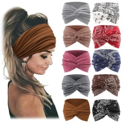 10pcs Women Non-Slip Headbands,Fashion Sports Headband,Soft Fabric Elastic Headband,Suitable for Exercise,Yoga,Running Accessory