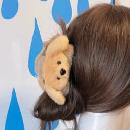 Cute Golden Puppy Hair Clip Large Back Head Hair Shark Clip High-end Autumn Winter Furry Claw Clips Personality Head Accessory