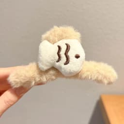 Cute Golden Puppy Hair Clip Large Back Head Hair Shark Clip High-end Autumn Winter Furry Claw Clips Personality Head Accessory