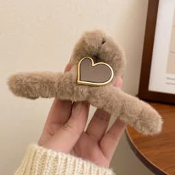 Cute Golden Puppy Hair Clip Large Back Head Hair Shark Clip High-end Autumn Winter Furry Claw Clips Personality Head Accessory