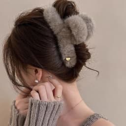 Cute Golden Puppy Hair Clip Large Back Head Hair Shark Clip High-end Autumn Winter Furry Claw Clips Personality Head Accessory
