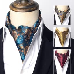 Luxury Mens Vintage Polka Dot Ascot Tie Wedding Formal Cravat Scrunch Self British Gentleman Polyester Paisley Retro Neckties