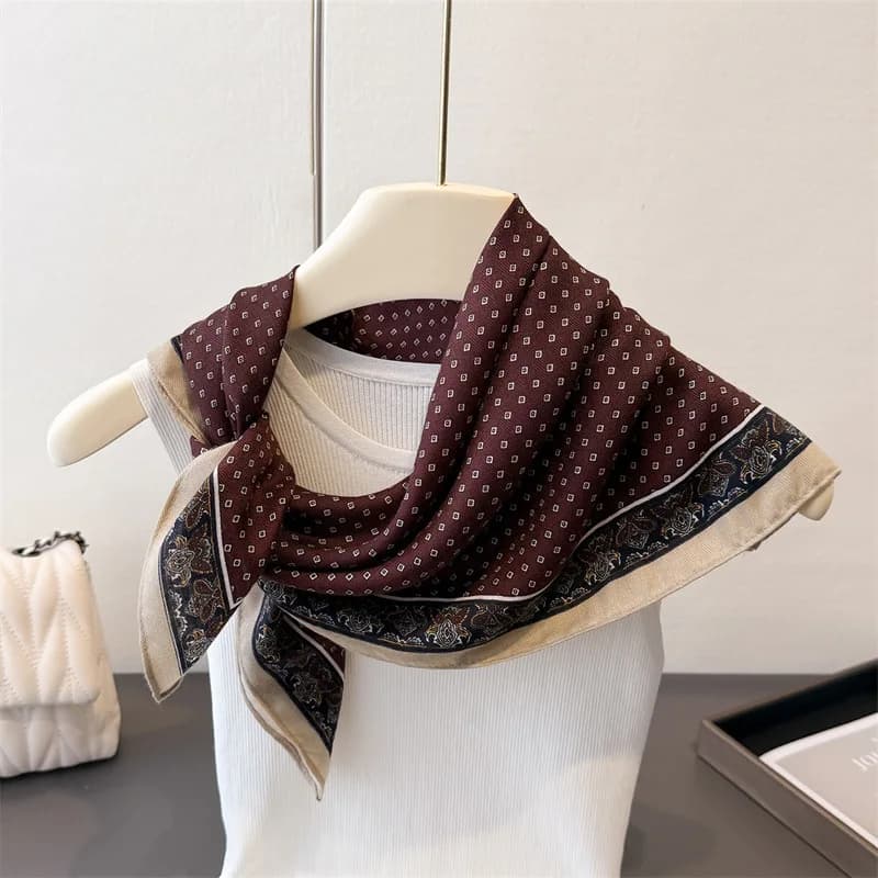 2026 New Red Cotton Linen Scarf Women's Small Square Fashion Neck Protection Versatile Gift for Mom Head Scarf