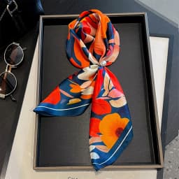 Luxury 100% Real Silk Scarf Women Spring Floral Bandana Shawl Lady Mulberry Silk Neckerchief Handkerchief Female Wrap 53cm