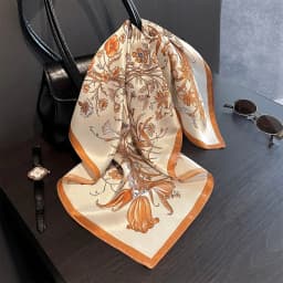 Luxury 100% Real Silk Scarf Women Spring Floral Bandana Shawl Lady Mulberry Silk Neckerchief Handkerchief Female Wrap 53cm