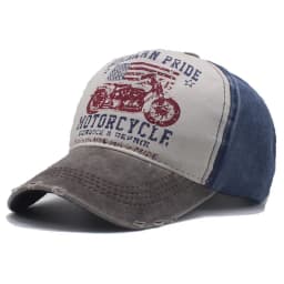 Motorcycle Sun Hat Graffiti Print Baseball Washed Vintage Cap Color-block Baseball Wide Brim Hat Duckbill Cap