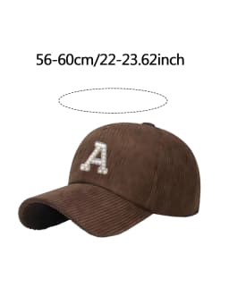 1 PC Letter A-Z Japanese Style Corduroy Baseball Cap - Unisex Fall Winter Hat with Sun UV Protection