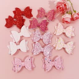 8/12pcs Sweet Glitter Hair Bows for Girls Valentine's Day Red Pink Hair Bows Clips Barrettes for Kids Party Hair Accessories