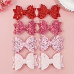8/12pcs Sweet Glitter Hair Bows for Girls Valentine's Day Red Pink Hair Bows Clips Barrettes for Kids Party Hair Accessories