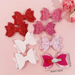8/12pcs Sweet Glitter Hair Bows for Girls Valentine's Day Red Pink Hair Bows Clips Barrettes for Kids Party Hair Accessories