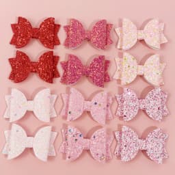 8/12pcs Sweet Glitter Hair Bows for Girls Valentine's Day Red Pink Hair Bows Clips Barrettes for Kids Party Hair Accessories